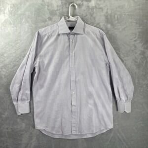 Canali Dress Shirt men's 15.75/40 Button Up Purple Striped Cotton Lightweight